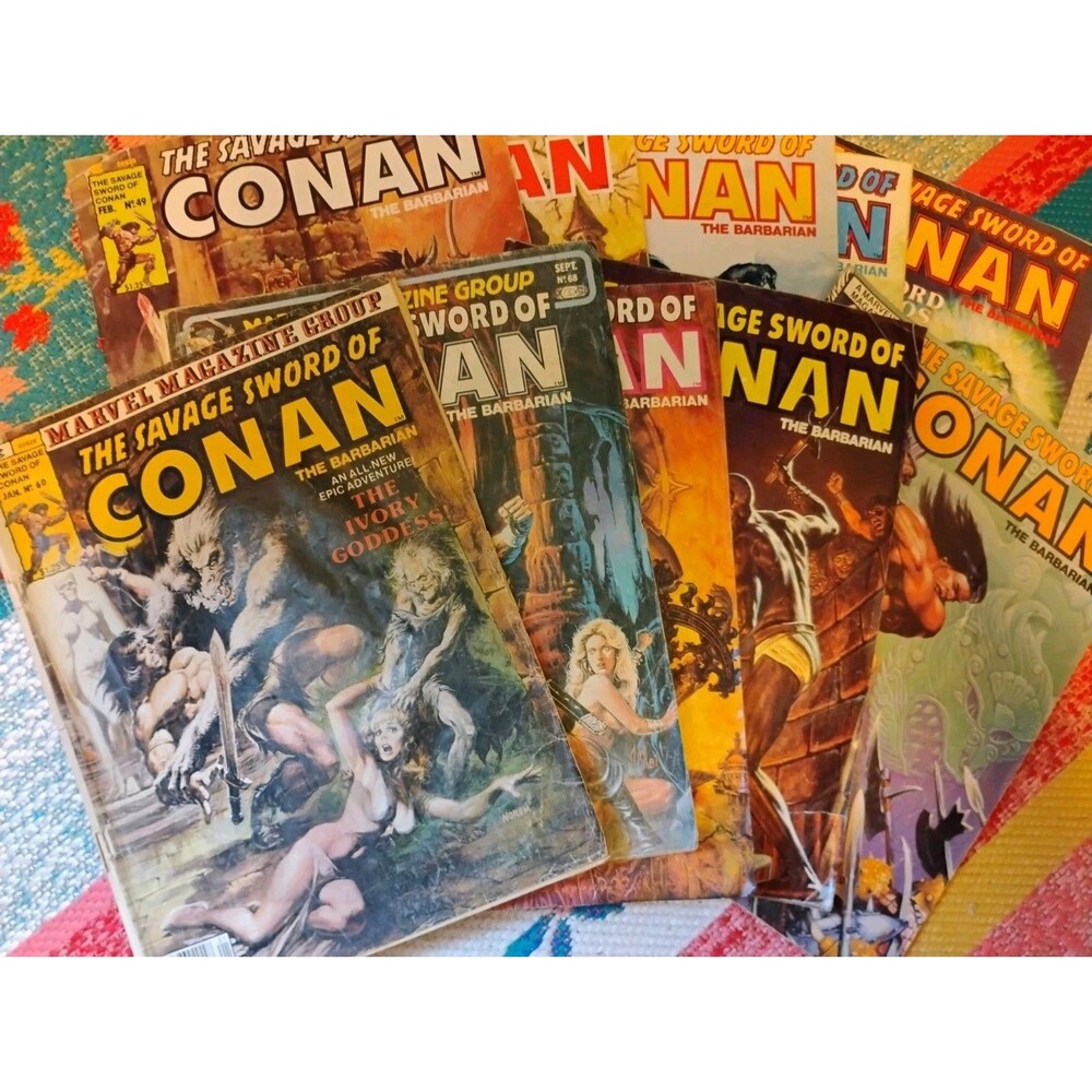 Vtg Savage Sword of Conan Magazine Lot 10 Marvel 1980-1986 Issues 49-51 55 56 60